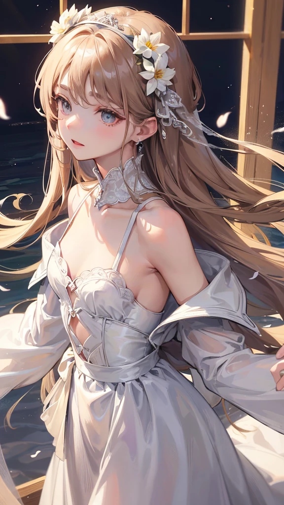 Hana is an 18-year-old girl with an ethereal, delicate beauty that leaves a lasting impression.. His skin is porcelain white., soft and radiant, that highlights its air of innocence and purity. Measures about 1.65 meters, with a slender and graceful figure that reflects elegance in every movement.His eyes are large and almond-shaped, of a deep dark brown color that shine with an unmistakable warmth and sweetness. Long, thick eyelashes frame her eyes., accentuating your expressive look. His hair is long and straight, of a jet black color that cascades to the middle of his back, often adorned with small bows or cute accessories that complement her sweet style.Hana has delicate and harmonious features; her cheeks slightly rosy and her lips rosy and naturally curved into a soft smile. His nose is small and perfectly profiled., adding a touch of charm to your angelic face.Usually dresses in a feminine and elegant way, preferring pastel colors and soft fabrics that enhance its air of sweetness and delicacy. She likes to wear dresses with floral or lace details, always taking care of every detail of your appearance.