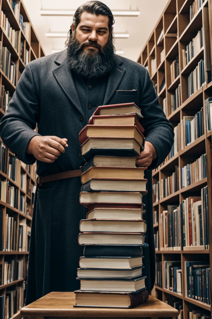 Fiction kind giant holding books
