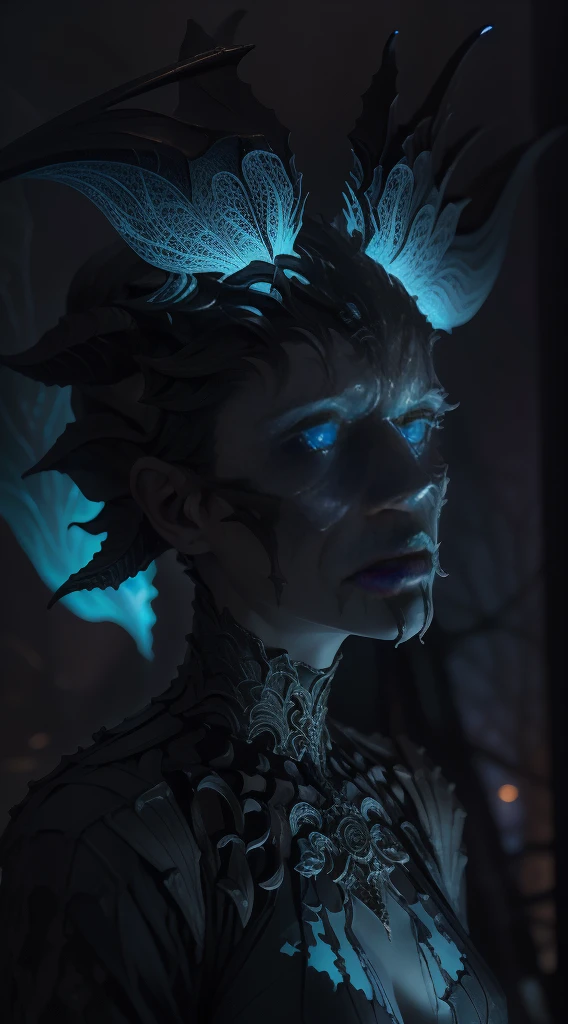 unreal engine:1.4,UHD,The best quality:1.4, fotorrealist:1.4, skin texture:1.4, masterpiece:1.8,(((beautiful woman Aesthetic horror,blue fire, portrait,beautiful detailed eyes,beautiful detailed lips,long eyeslashes,Dark shadows,deep look,macabre beauty,grotesque elegance))),(dynamic pose:1.0),ashamed,(centered,scale to fit dimensions,rule of thirds) Paisaje surrealist,Nightmare visions,Psychological torment,Madness and beauty,Horror sublime,Obsidian Abyss,Forbidden secrets,Cryptic whispers,Hallucinatory dreams,blue background,(The best quality,4k,8K,High Resolutions,masterpiece:1.2),ultra detailed,(realist,fotorrealist,fotorrealist:1.37)