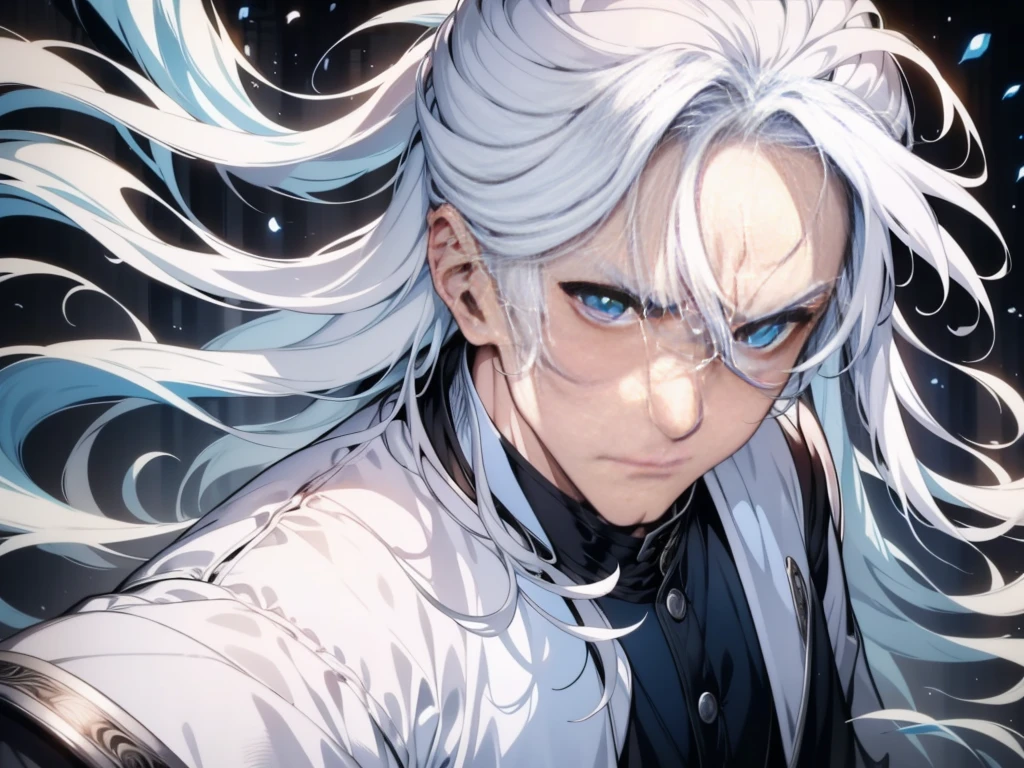 An old man with white hair，Panic，Keep your eyes open