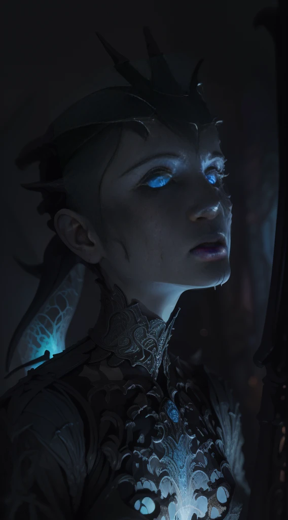 unreal engine:1.4,uhd,The best quality:1.4, fotorRealist:1.4, skin texture:1.4, masterpiece:1.8,(((beautiful woman Aesthetic horror,blue fire, portrait,beautiful detailed eyes,beautiful detailed lips,long eyeslashes,Dark shadows,deep look,macabre beauty,grotesque elegance))),(dynamic pose:1.0),ashamed,(centered,scale to fit dimensions,rule of thirds) surreal landscape,Nightmare visions,Psychological torment,Madness and beauty,Horror sublime,Obsidian Abyss,Forbidden secrets,Cryptic whispers,Hallucinatory dreams,blue background,(The best quality,4K,8K,High Resolutions,masterpiece:1.2),ultra detailed,(realist,fotorRealist,fotorRealist:1.37), looking at the camera