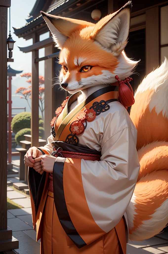 a nine-tailed kitsune (Japanese fox)
