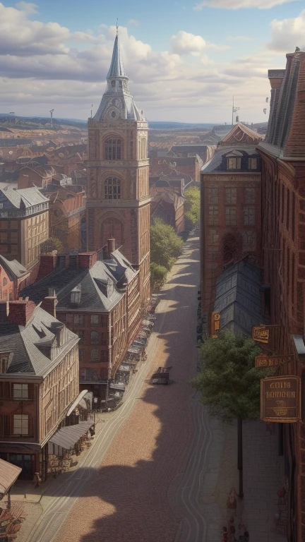 a provincial town in the 19th century, a street,  a bar, a hotel, (best quality,4k,8k,highres,masterpiece:1.2),ultra-detailed,(realistic,photorealistic,photo-realistic:1.37),detailed architecture, cobblestone streets, brick buildings,  wood buildings, ornate facades, steam automobiles