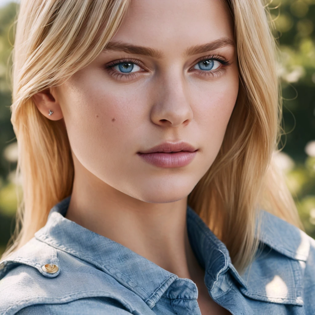 angel, armor gold (masterpiece, best quality, high resolution:1.4), 1girl, angel, skin pores texture, Hair blonde, HD , Photography, movie, cinematic, full Body, Realistic, (8k, RAW photo, best quality, masterpiece:1.2), (realistic, photo-realistic:1.33), best quality, detailed eyes blue, cute,natural lighting, depth of field, film grain, wrinkled skin, sharp, detailed and realistic portrait of a woman ,(freckles:0.5) (white unbuttoned plaid shirt:1.1) (blue jeans:1.1)