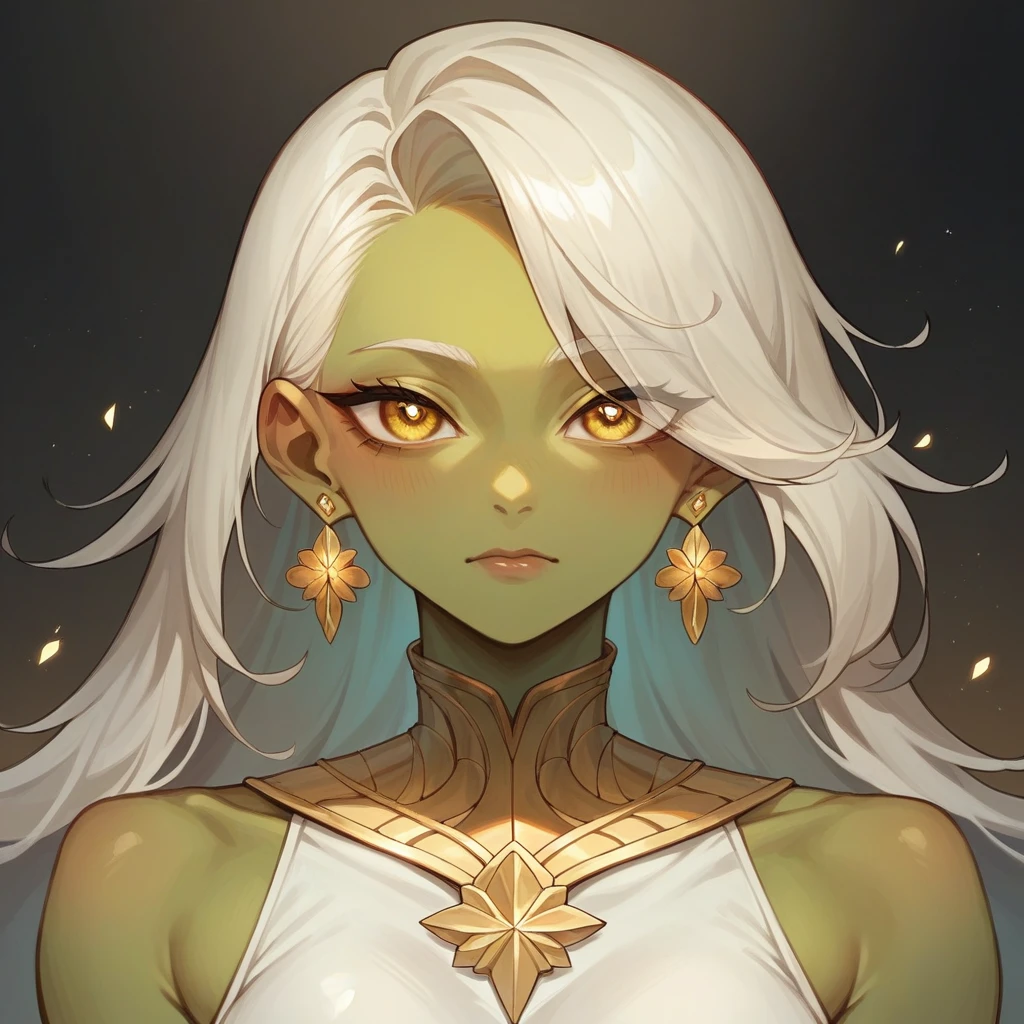 8k, hd,24 yo korean wonen, masterpiece, ultra details, yellow eyes, bug eyes, olive skin, earrings, middle eastern earrings