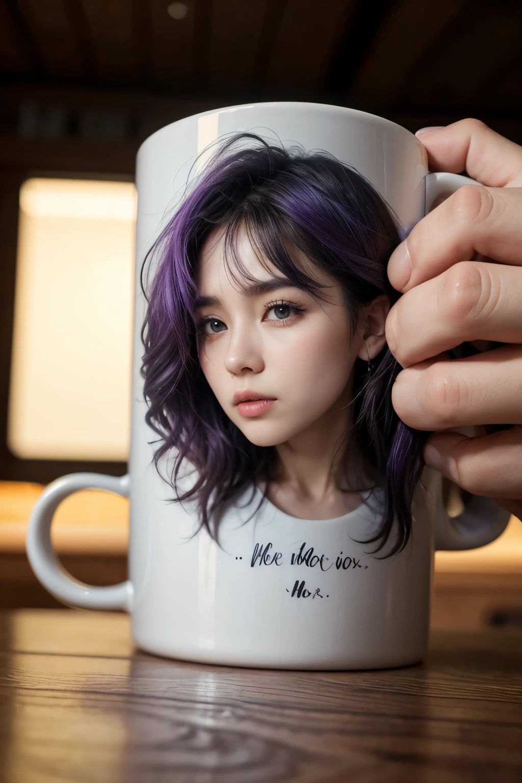 Written mug art "Fold and move on to the next" nas cores roxo e tiffany