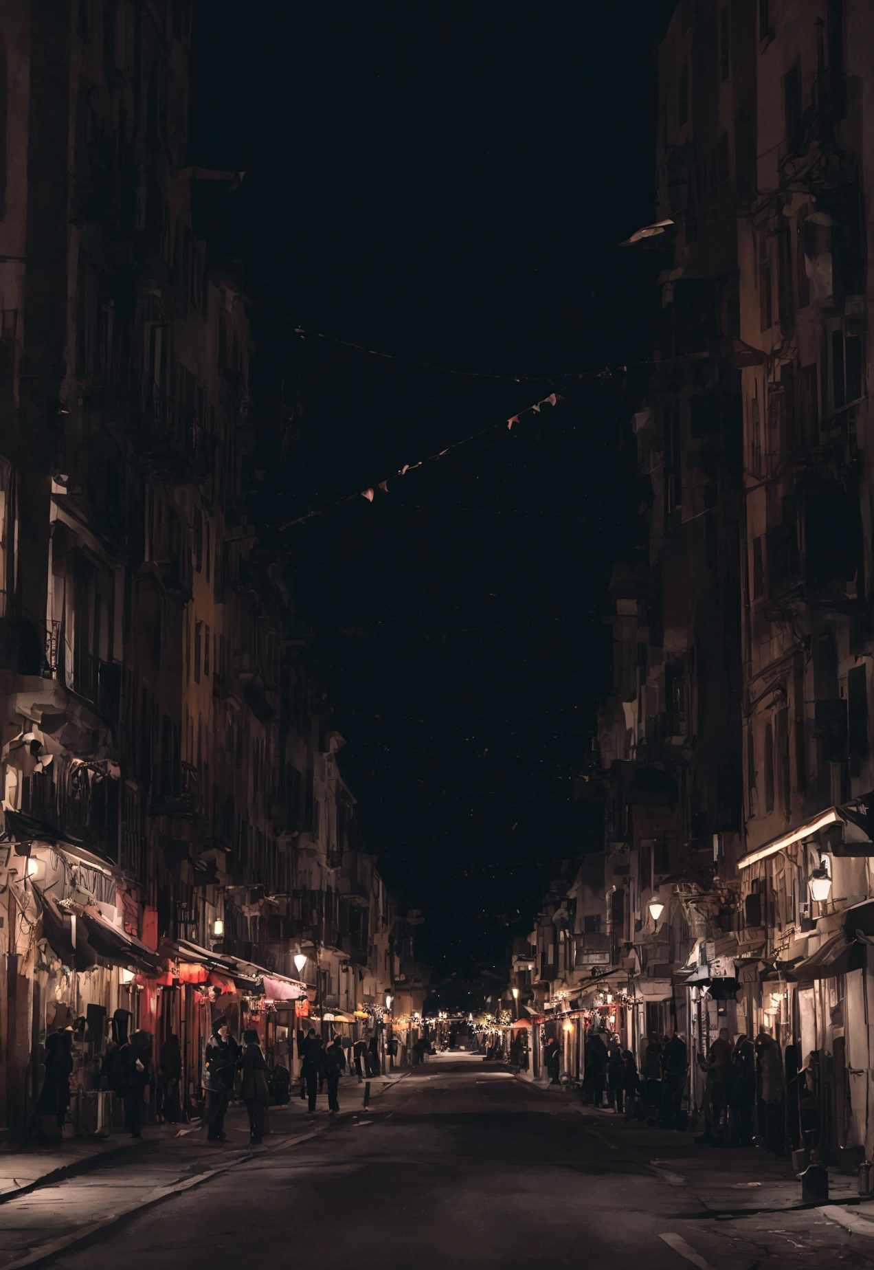 The street wind is dancing, dark