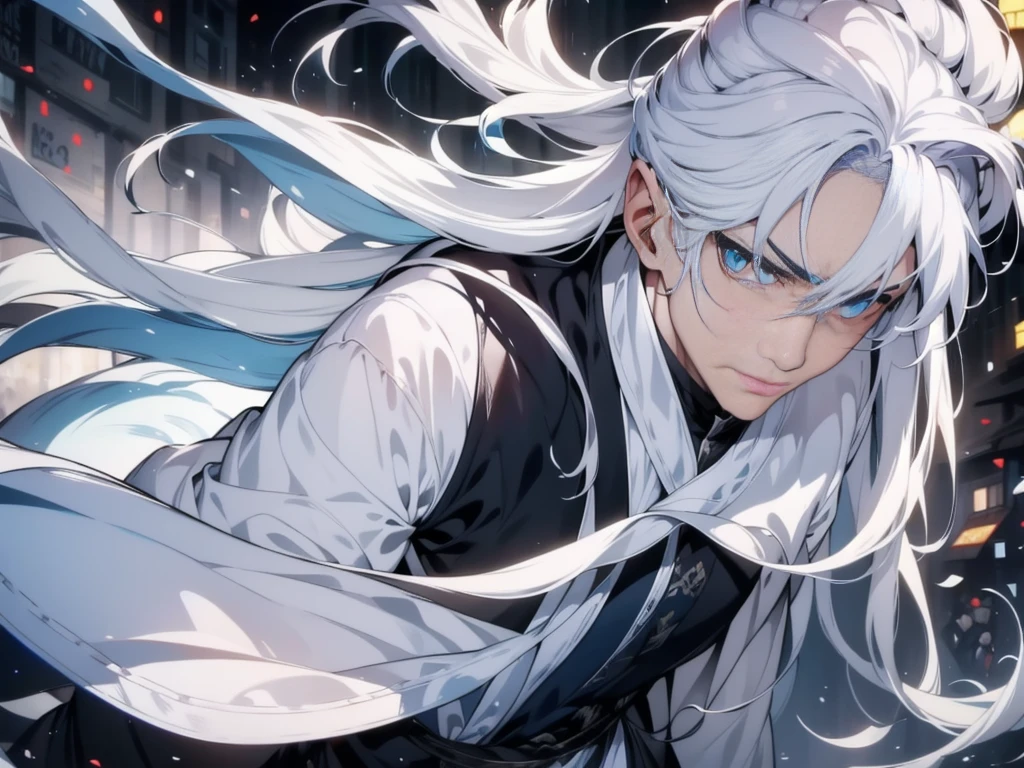 An old man with white hair，Panic，Keep your eyes open