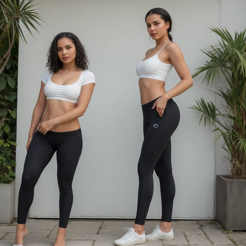 Demoiselle colombienne, metisse, peau maron, latina, poitrine nue et un pantalon de marque, lululemon, belle femme, forme du corps courbée, forme du corps en sablier, taille medium, seins ajustés, butin courbé, cheveux longs,confortable, maison, poser pour une photo, mise au point du sujet, prendre la pose, souriant, éclairage parfait, bijoux, se maquiller, 24mm, textures 4k, regarder le spectateur, établir un contact visuel, ultra Réaliste, 8k, reflex numérique