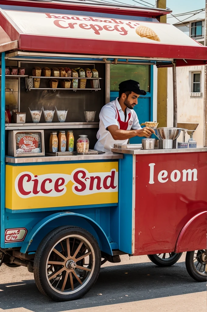 Ice cream seller at an ice cream cart