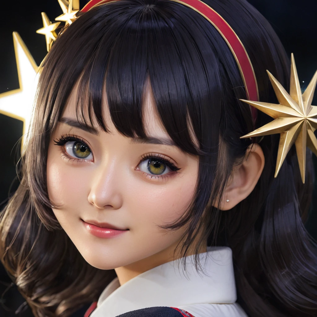 best quality, masterpiece, 1girl Yunaka, Close one eye, smirk, detailed hand, star