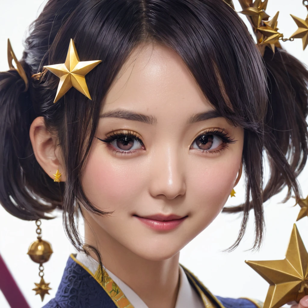 best quality, masterpiece, 1girl Yunaka, Close one eye, smirk, detailed hand, star