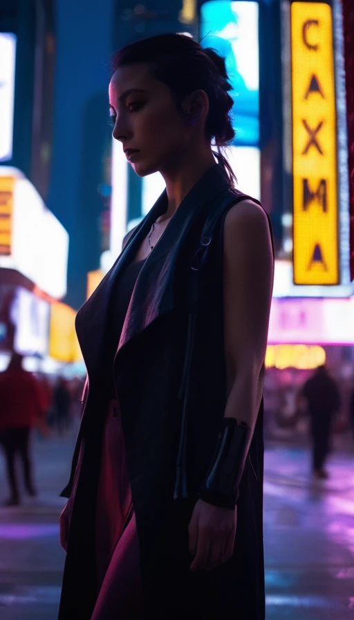 xxmixgirl,1 female detailed face time square detailed background cyberpunk shadow dramatic lighting by Bill Sienkiewicz ( SimplepositiveXLv1:0.7)
