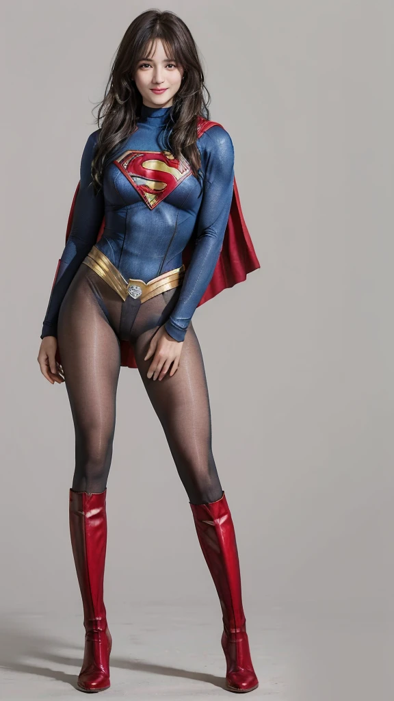 No background、(((Beautiful legs in black tights.)))、(((Legally express the beauty of your smile)))、((((Make the most of your original images)))、(((Supergirl Costume)))、(((Beautiful very short hair)))、(((suffering)))、(((Please wear black tights....、Wear red boots)))、((Best image quality、8K))、((Highest quality、8K、masterpiece:1.3))、(((Preserve background )))、Sharp focus:1.2、Beautiful woman with perfect figure:1.4、Slim Abs:1.2、Wet body:1.5、Highly detailed face and skin texture、8K