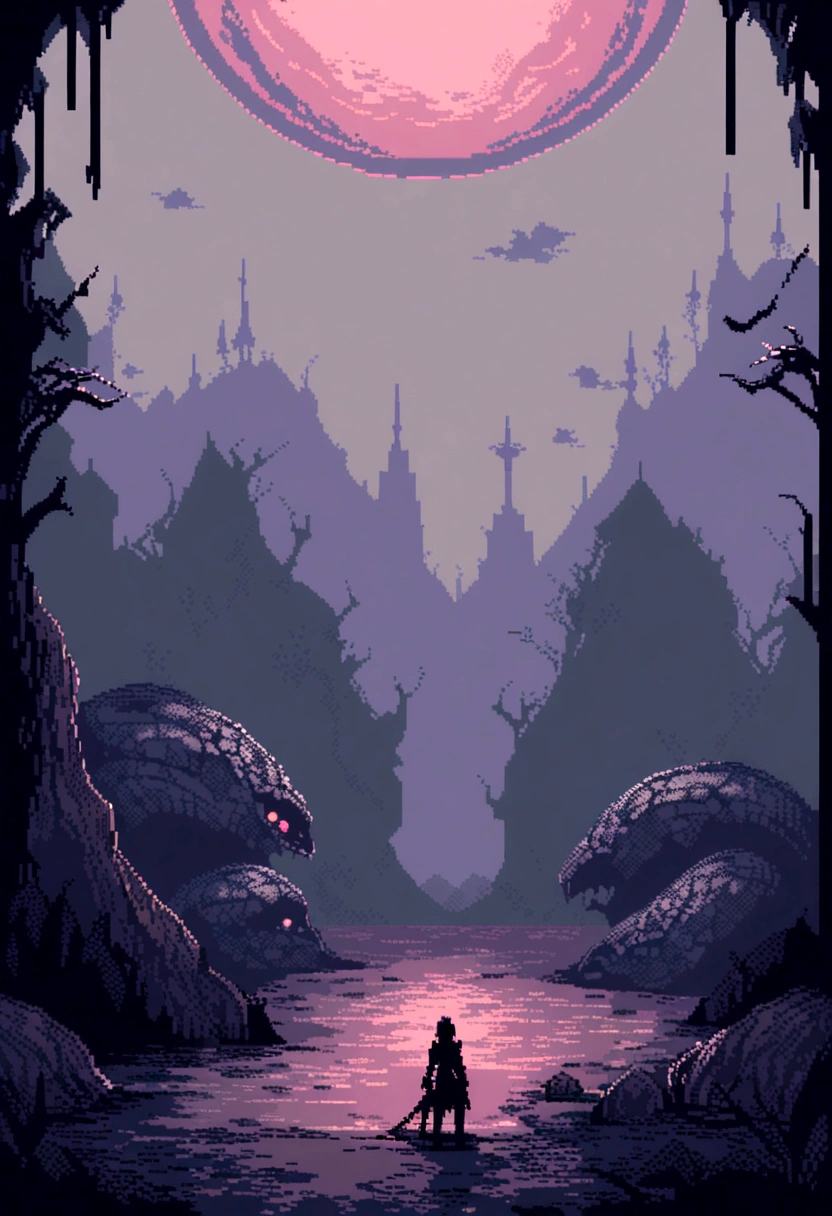 Environment, Background only, melancholic, fantasy, zombie apocalypse pixel art