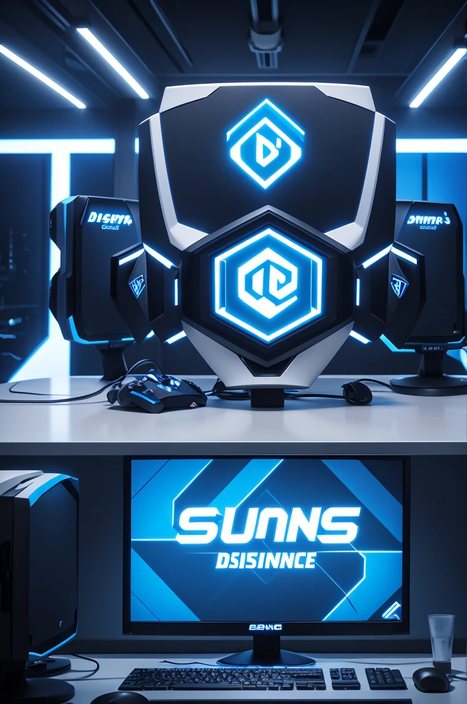Create an image for an E-sports team with the name "Disconnect Gaming" in blue and white color