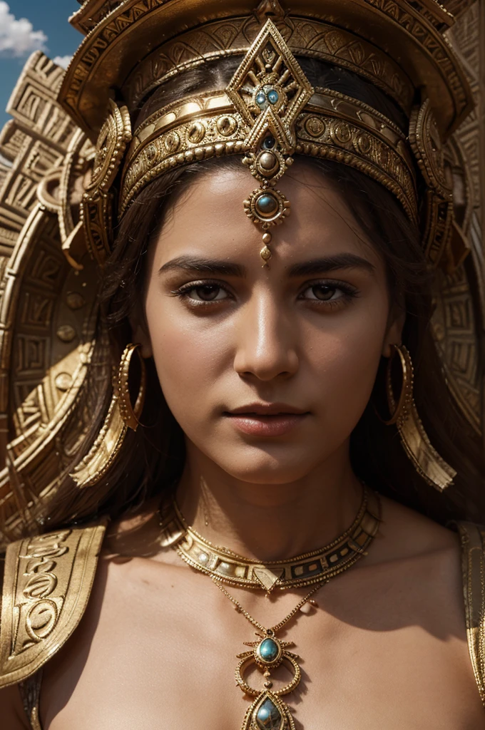 (((ANU))) best quality, ultra-high resolution, 4K detailed CG, masterpiece, Sumerian God, clouds, Sumerian clothing, Sumerian mythology, ((God of heaven)), Sumerian image, aesthetic, centered on screen