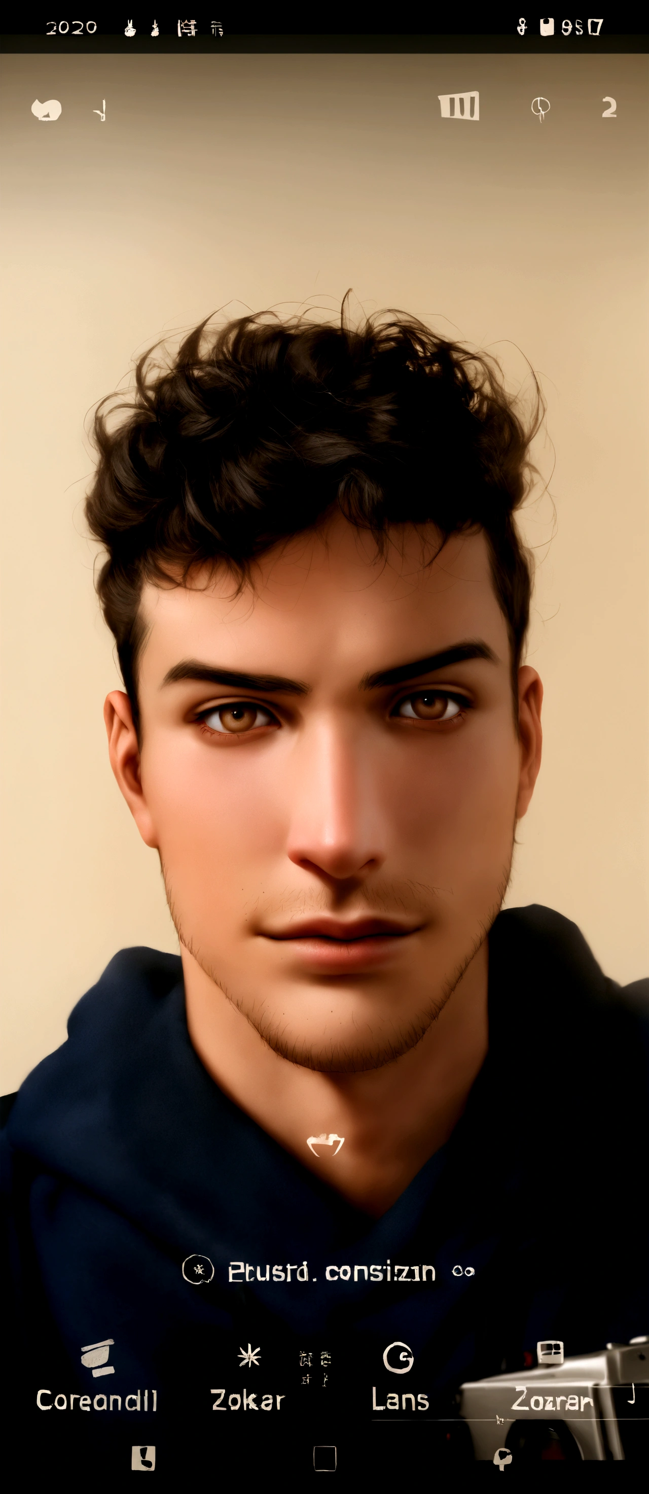 Arafed man with a blue hoodie and a camera., profile headshot, around 19 years, young adult male, christian orrillo, headshot, with slight stubble, short stubble, taken in the early 2020s, 23 years, 24 years old, andres gonzalez, half body headshot, full face portrait