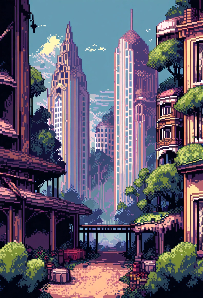 pixel art zombie apocalypse city background