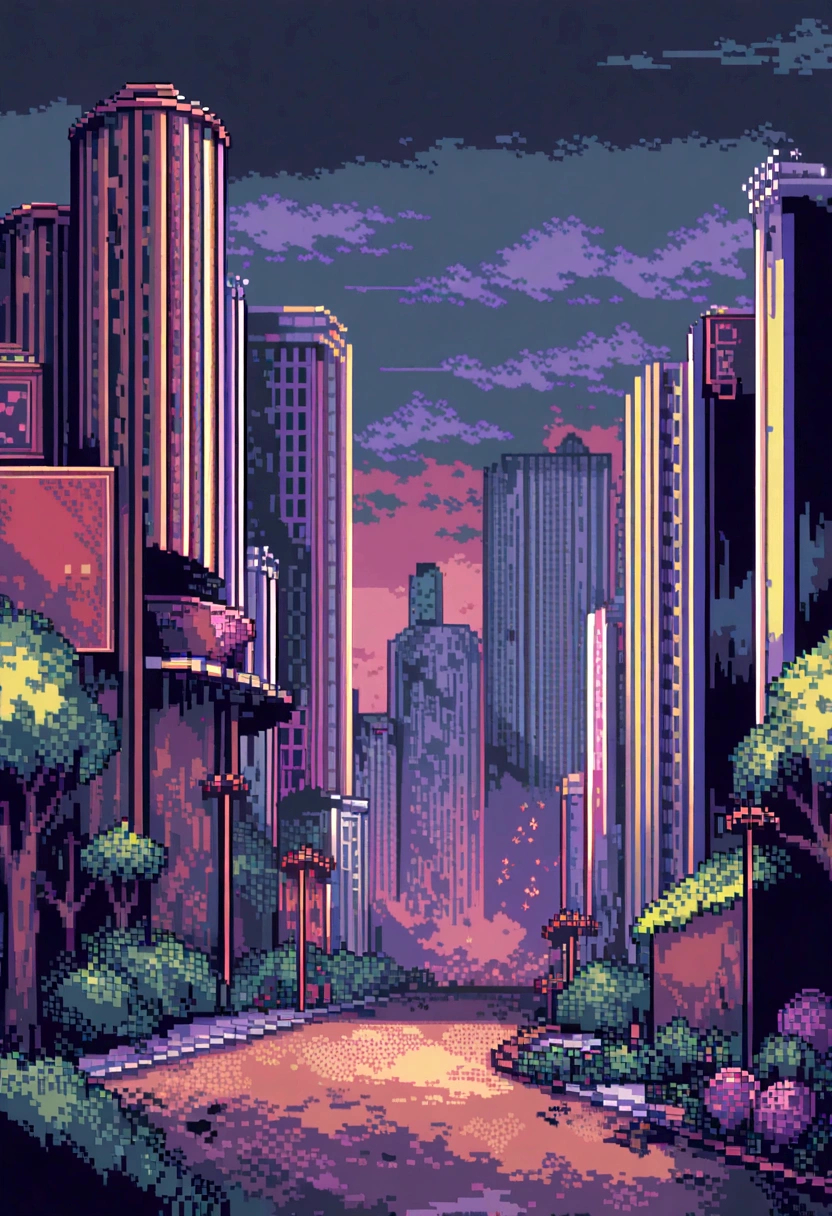 pixel art zombie apocalypse city background