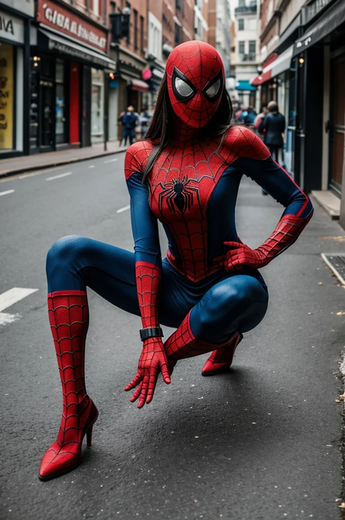woman dressed as spiderman