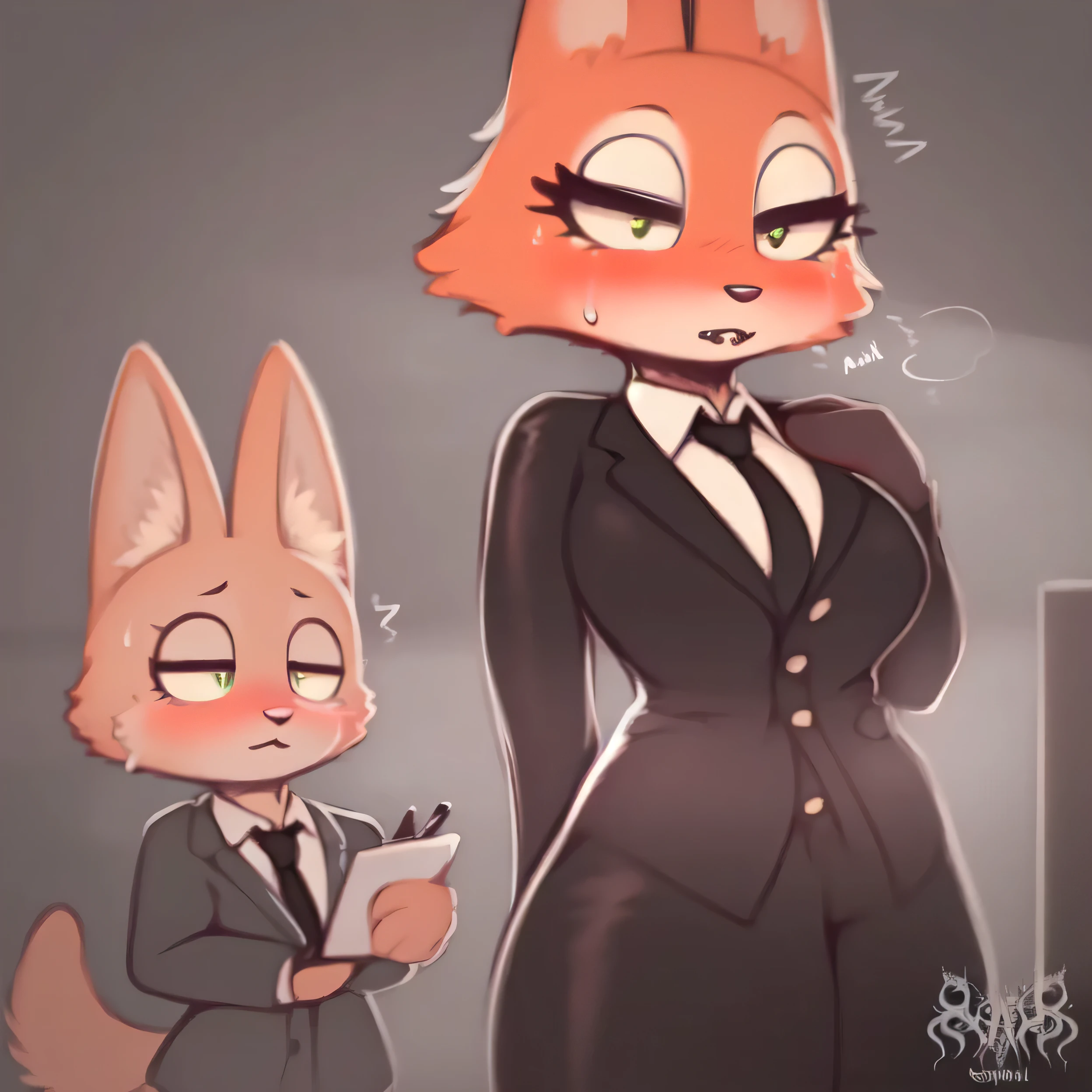 Diane Foxington, secretary, soaked wet, sweat, behind,by sagaris uwu,sagaris uwu