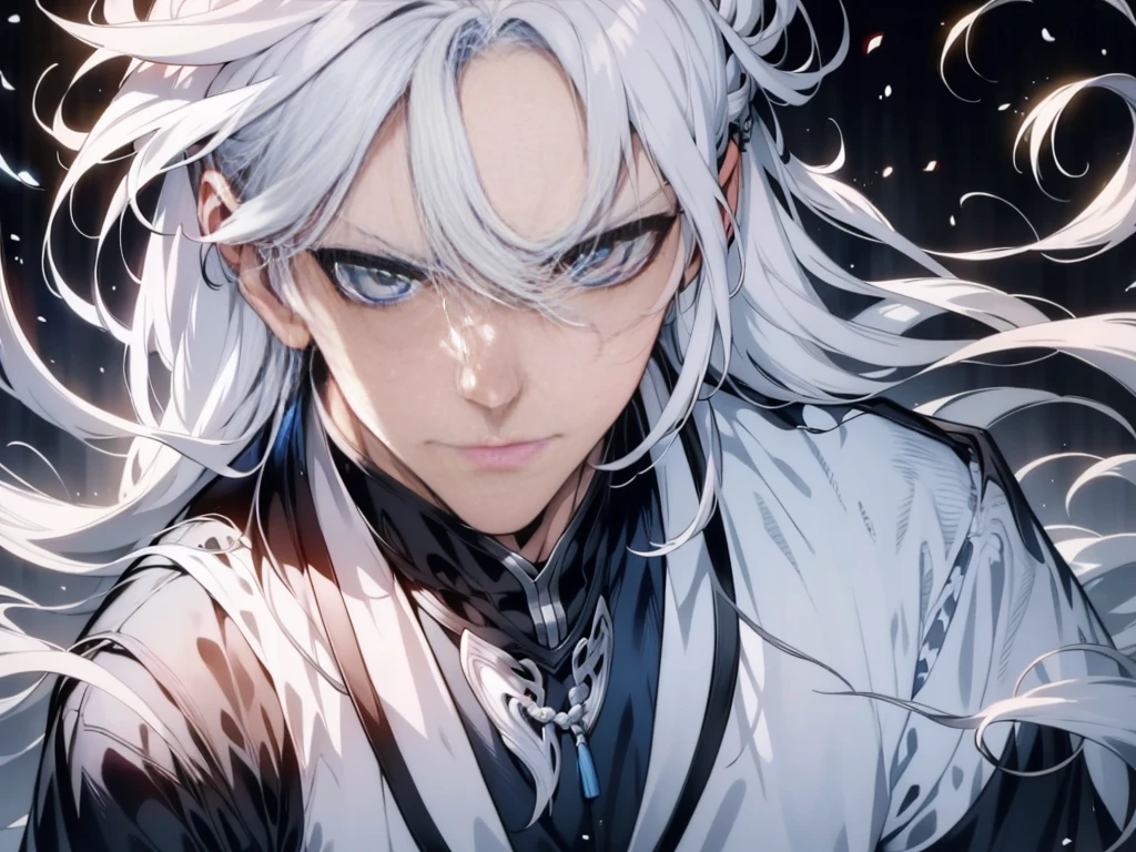 An old man with white hair，Panic，Keep your eyes open