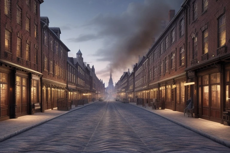 a provincial town in the 19th century, crossroads street,  a bar, a hotel, (best quality,4k,8k,highres,masterpiece:1.2),ultra-detailed,(realistic,photorealistic,photo-realistic:1.37),detailed architecture, cobblestone streets, brick buildings,  wood buildings, ornate facades, steam locomobiles