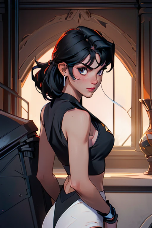 A closeup of a woman in a black top and a black bra, estilo de arte de charlie bowater, Estilo Charlie Bowater, retrato de vampiro, arte do personagem charlie bowater, Alena Aenami e Artgerm, Neoartcore e Charlie Bowater, Charlie Bowater cores ricas e profundas, lazy art style, Artgerm e Tom Bagshaw