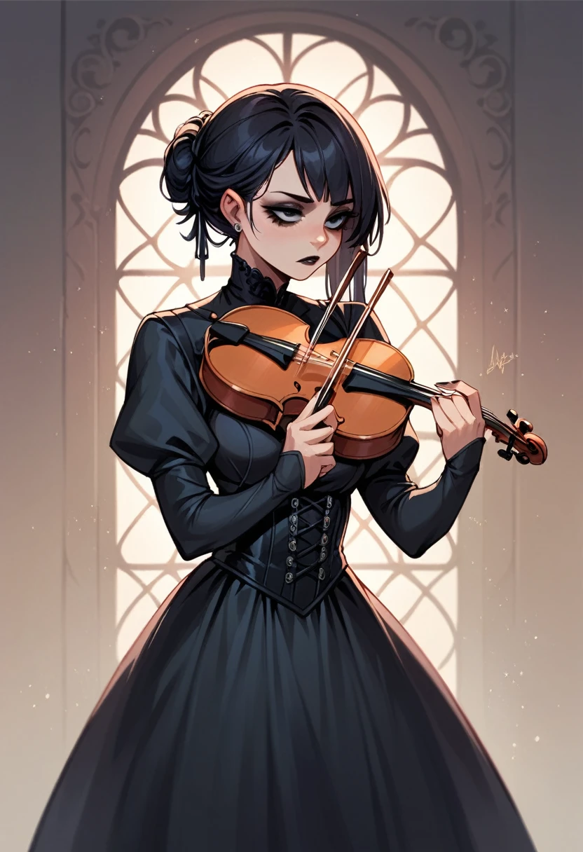 a gothic bard playing the violin