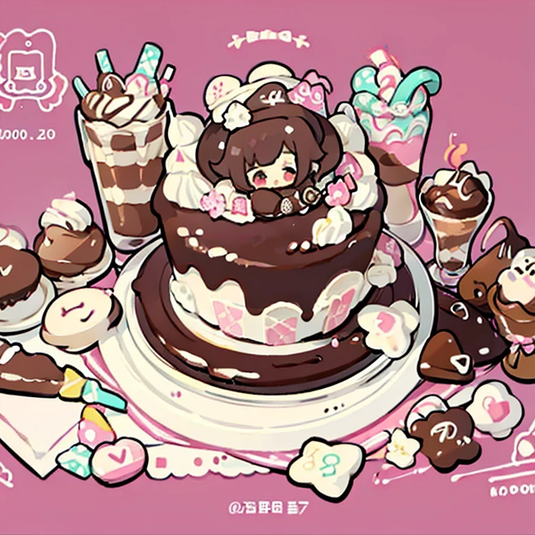 cute artstyle, cute color, cute design, cute icon, chocolate shortcake, chocolate cake, 🍫  , chocolate cakes , many cakes , food menu list