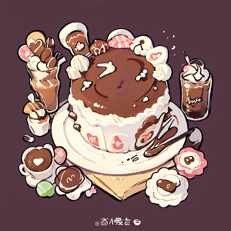 cute artstyle, cute color, cute design, cute icon, chocolate shortcake, chocolate cake, 🍫  , chocolate cakes , many cakes , food menu list