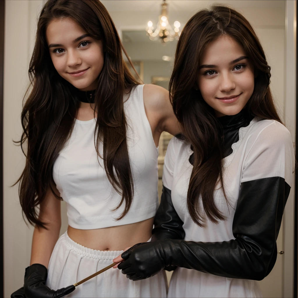 A young brown-haired ager, with an evil smile while wearing long black gloves