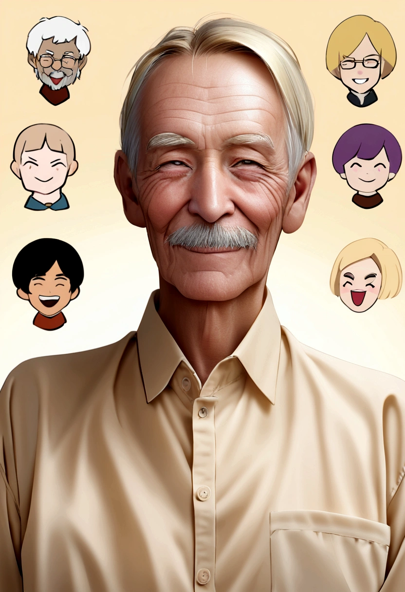create a memoji of a 60 year old man,blond