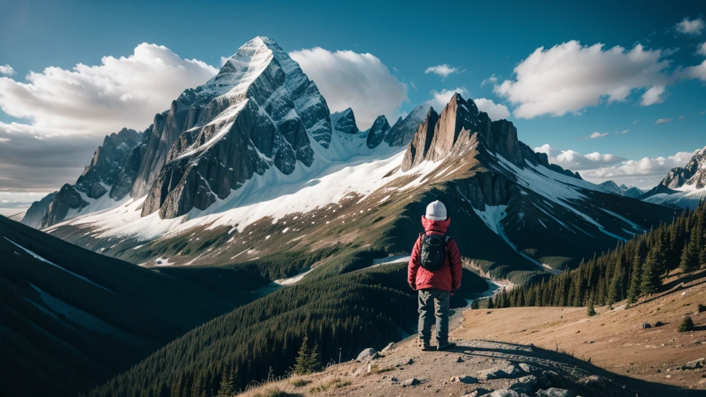 Mountain that looks like a child's drawing with a sunset