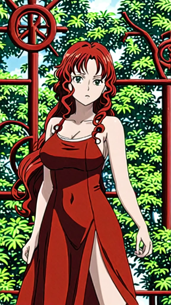 1 girl, red curly hair, with green eyes, anime one piece