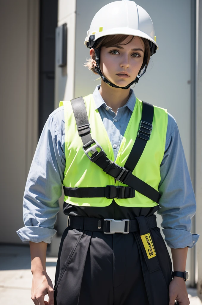 an image with the epis helmet safety vest belt all epis used at height