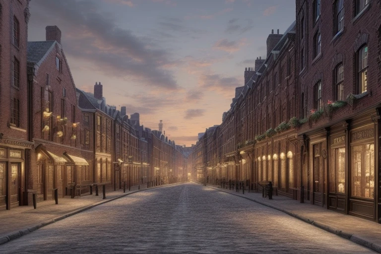 a provincial town in the 19th century, crossroads street,  a bar, a hotel, (best quality,4k,8k,highres,masterpiece:1.2),ultra-detailed,(realistic,photorealistic,photo-realistic:1.37),detailed architecture, cobblestone streets, brick buildings,  wood buildings, ornate facades