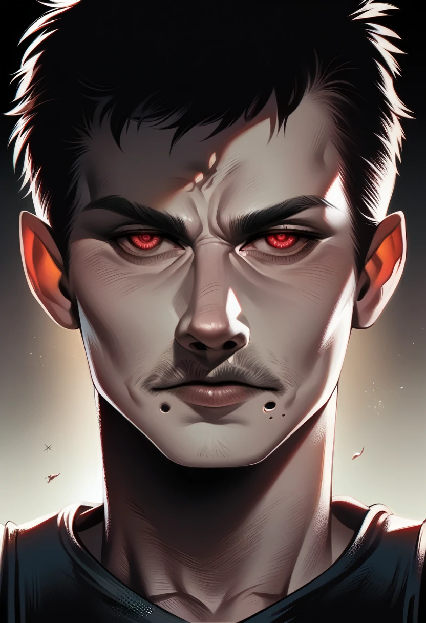 a gothic male bard, black and red detailed clothing, beautiful detailed eyes, dramatic lighting, moody atmosphere, cinematic lighting, dark fantasy, digital art, concept art, highly detailed, 8k, photorealistic, masterpiece