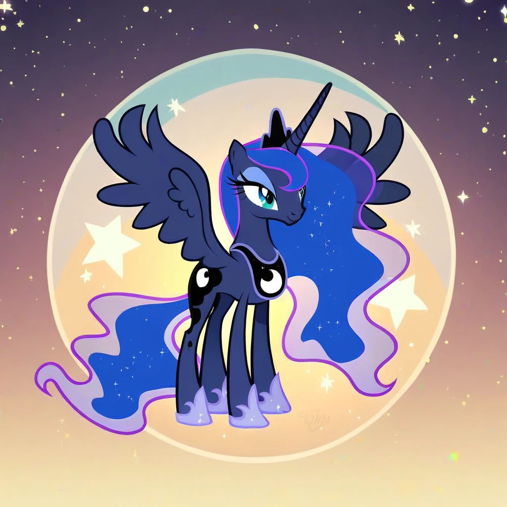 score_9, score_8_up, score_7_up, score_6_up, score_5_up, score_4_up, Princess Luna, cosmic, show accurate wearing a black see through dress