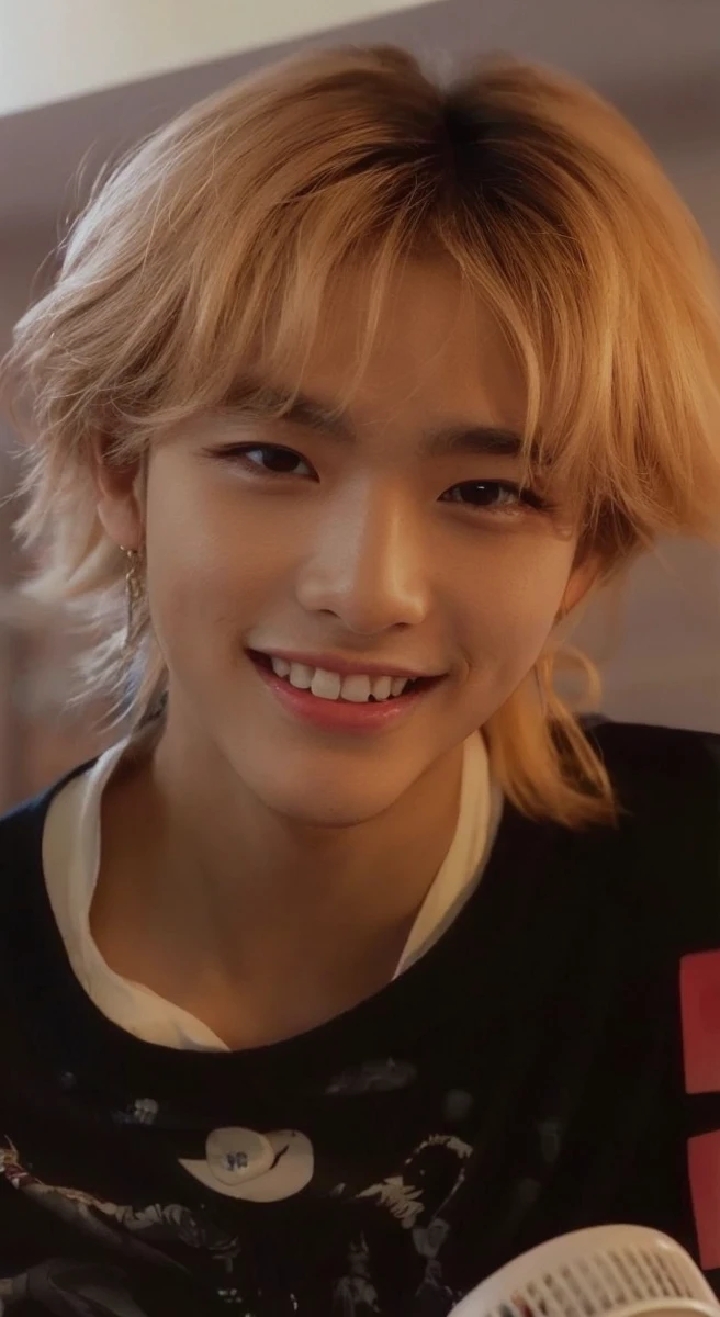 a big eyed asian male with long hair