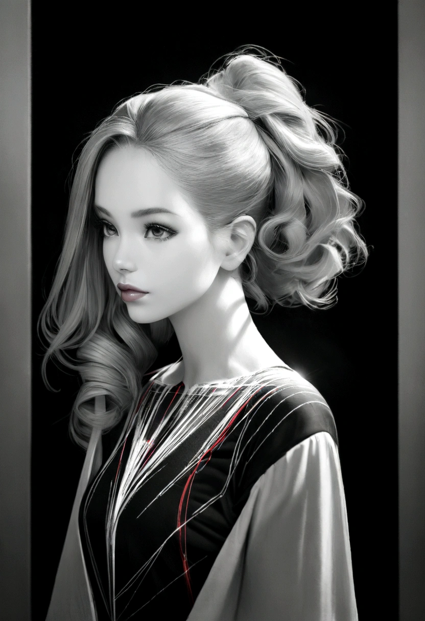 Data visualization art portrait, Wrapping a beauty's invisible body In selective color, digital energy Mathematical show set apart, photorealistic, fashion photography, beauty, high quality