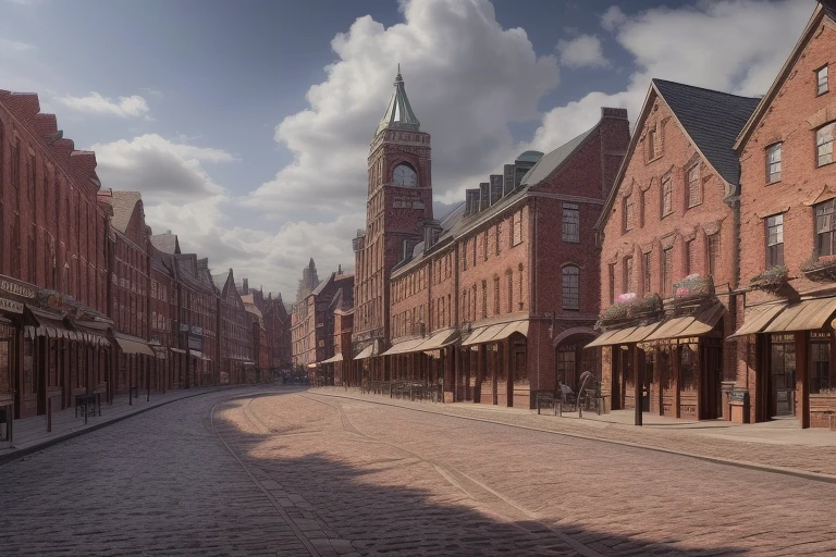 archive image of 19th century London appears, showing a busy street with red brick buildings.