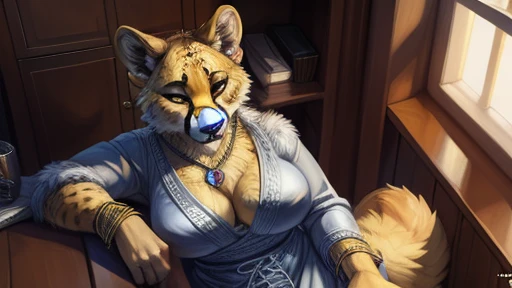 (absurd res), ((ultra high resolution)), (((beautiful quality))), (isometric view), (breathtaking painstakingly detailed background), (impressive lighting), sunlight, ⫷|⫸ by foxovh, by sligarthetiger, by cumbread, by gammainks, by seibear, by lollipopcon, by dizzyknight, by greasymojo, by xpray, by roly, by personalami, by honovy, by thebigslick, by taran fiddler, by kenket, ⫷|⫸ silver jewelry, silver necklace, silver bracelet, colorful accessories, silver earrings, arm accessory, neck accessory, (leg accessory), ⫷|⫸ (fuzzy furry body:1.6), (detailed face), (tall body), tall ears, fur pattern, (relaxed tail), [fat anthro], (mature female:1.5), (golden yellow fur:1.7), (fat cheetah), professional photoshoot, (laced clothing:1.6), (extending a hand), kimono