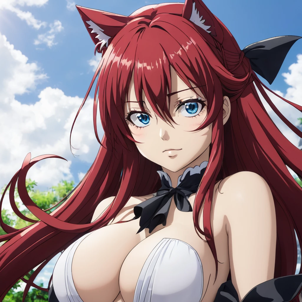 Rias Gremory with her breasts out