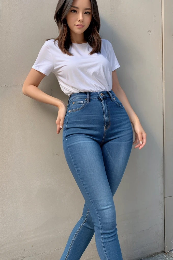 A wearing tight jeans