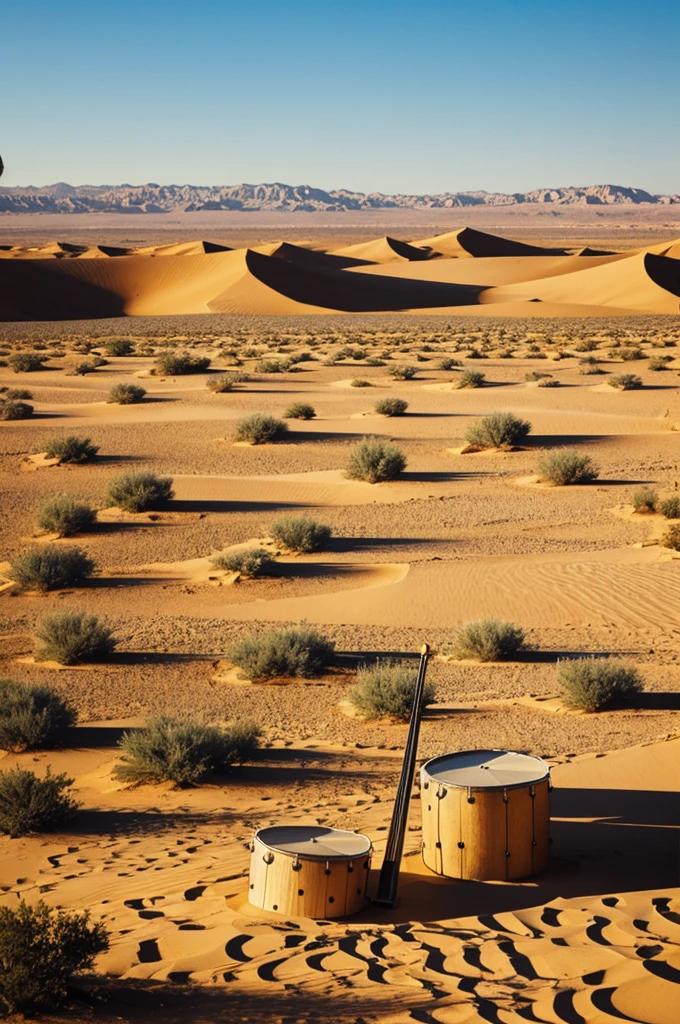 Desert landscape with musical instruments