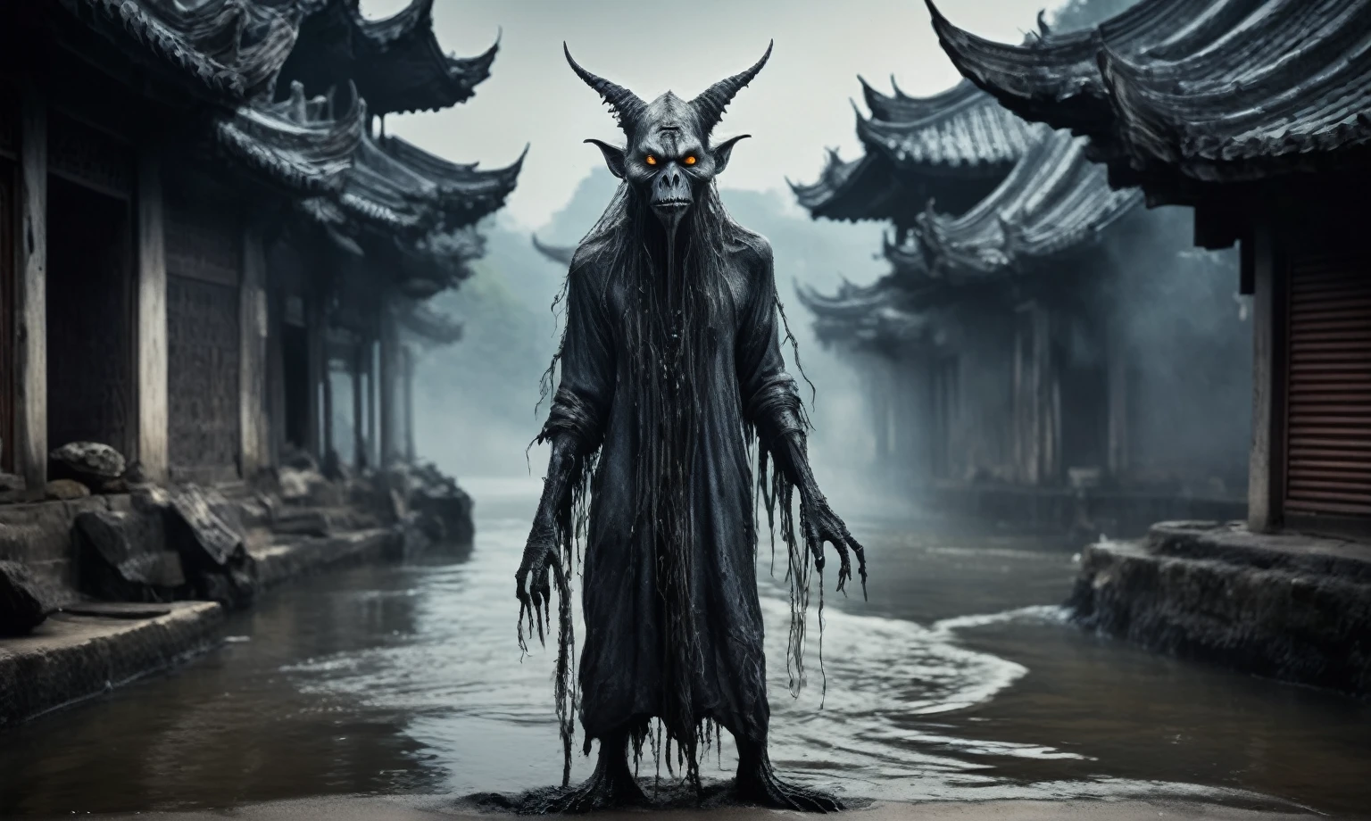 full body length shot,beggar graphite Manganite sparas, wants eat,survival in Korean city of future,Cinematic,soft colors, Technicolor,natural skin textures, hyper realism, hyper detailed,Extremely detailed,High contrast,Masterpiece,Realistic,Ultra Detailed, intricate details,realistic humid leather,extremely intricate,Epic Realistic, cinematic style,irina yermolova,high contrast,hdr,extremely detailed, [deep night landscape],masterpiece,intricate details,faded,eyes extremely detailed, high detailed eyes,16k resolution,RAW,retina, Nikon Z9,China,Songbird,orc,Li River in Guangxi Zhuang of China,tkt style, Pisces, pointed ears，perfect, ginger，transition between two art styles, Ink painting to photorealism, Double contact, X-ray, Creative, vivid light, masterpiece, fantasy, Abstract, Surrealism, super detailed, high resolution, stop:35,(((creature with a spectral and ghostly appearance)). Her skin is pale, almost translucent.strange wears dark, torn clothes that float around him, as if permeated by an aura of mourning. Its appearance is complemented by details such symbols of  gothic elements, further emphasizing its dark air. is portrayed as a haunted and tormented entity,{creature}
