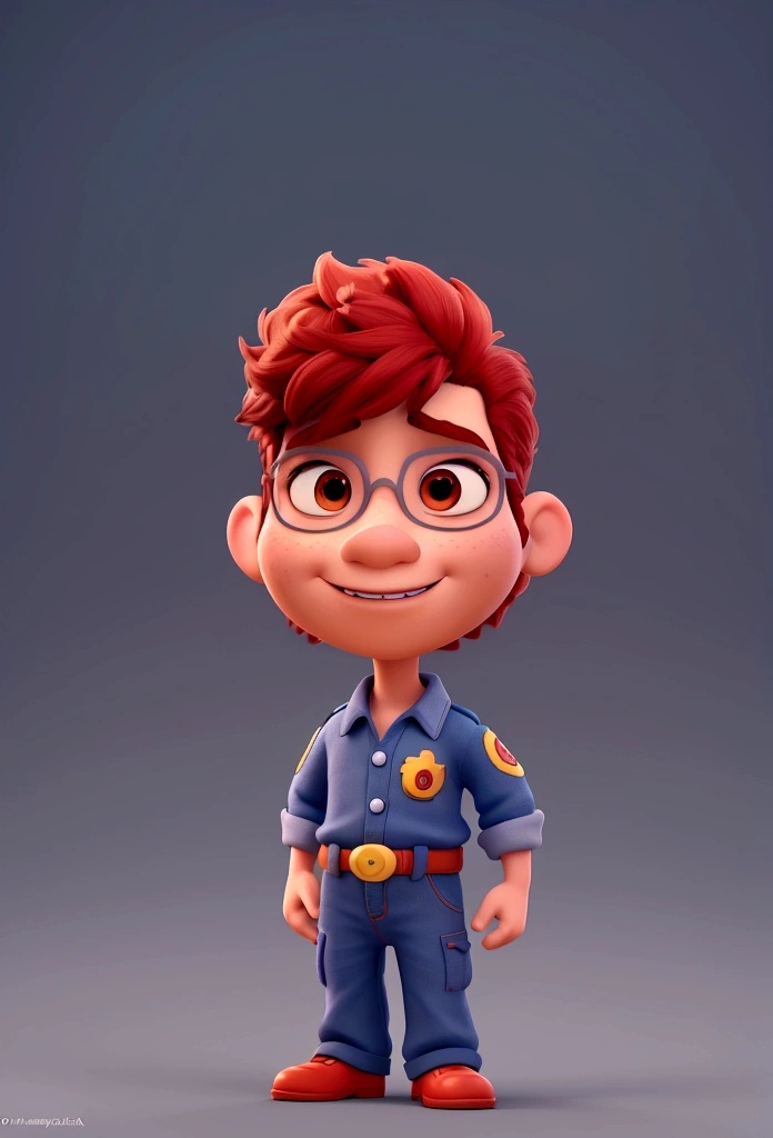 Cartoon character of a boy, 3 years dressed in fire department uniform, na cor vermelha, animation character, stylized character, animation style rendering, 3d stylized, Arnold Maya rendering, Stylized 3D rendering, toon render screenshot, 3d character, 3d character, Stylized 3D rendering, 3D character rendering, cartoon character, Personagem de close up, character posing, (Pixar-style) (master part:1.2) (bokeh) (best qualityer) (skin detailed) (detailed texture) (8K) (Argilla) (cinematic lighting) (sharp focus