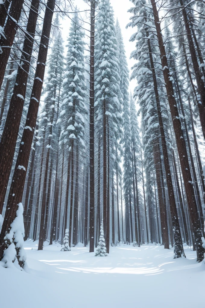 Create a snowy forest